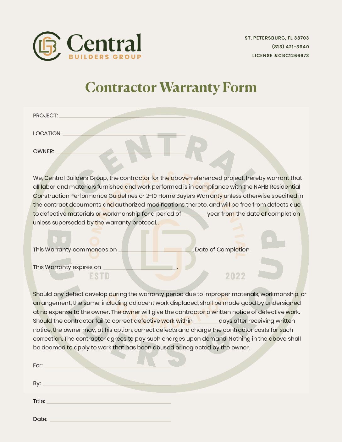 Warranty form